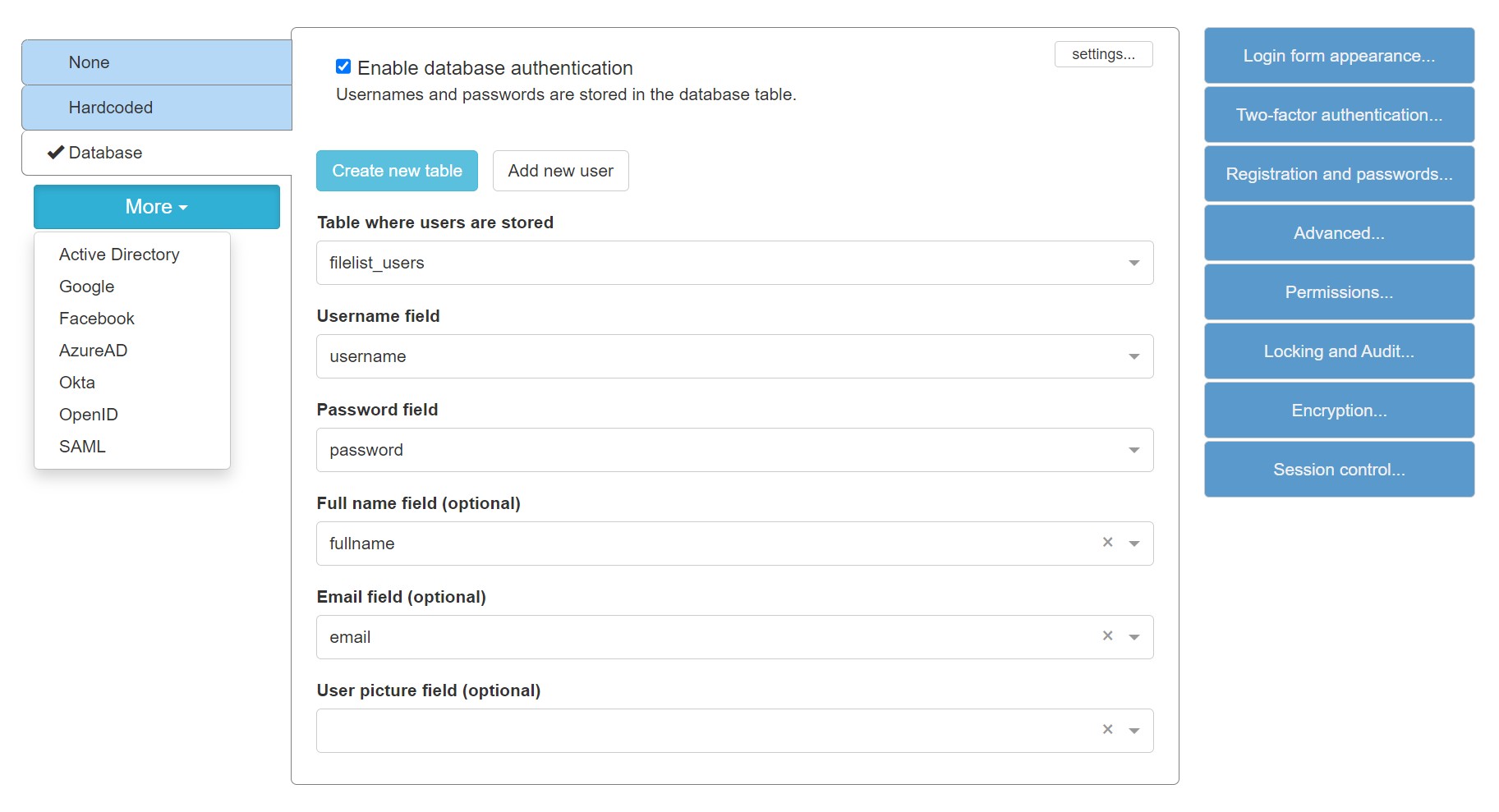 PHPRunner Security Config